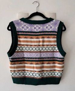Patterned Knit Vest, new, no lint