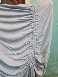 Light Blue Ruched Midi Skirt