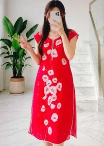 Red Floral Print Kurta
