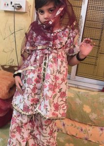 white and pink girls ethnic set