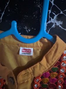 Yellow Kurta with Embroidered Jacket