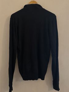 Men's Black Collared Cardigan Sweater
