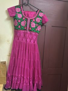 Beautiful magenta Embroidered anarkali kurta set