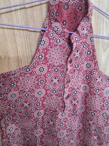 Maroon Ajrak Printed Kurta