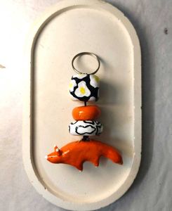 Orange Fox &amp; Beaded Keychain