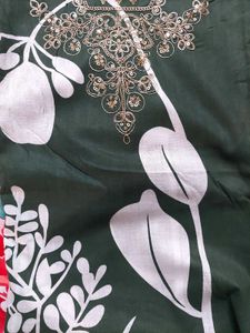 Elegant Leaf Print Kurta Set with Dupatta(un
