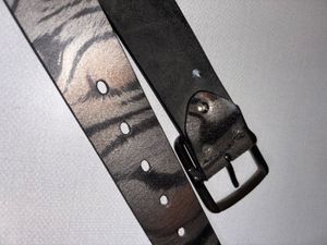 2000s Vintage Leather Belt with Gold Buckle