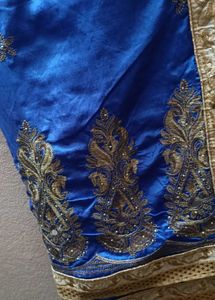 Blue Mirror Work Saree.