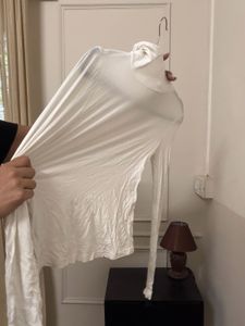White Turtleneck Long Sleeve Top