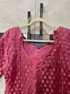 Vibrant Pink Brocade Blouse