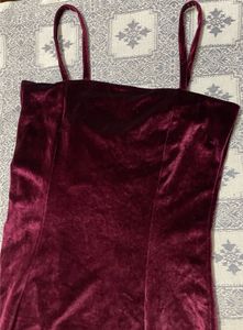 Burgundy Velvet Mini Dress
