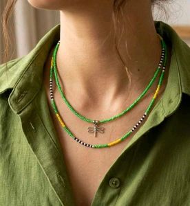 Beaded Dragonfly Necklace Set