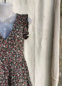 Floral Print Ruffle Trim Mini Dress