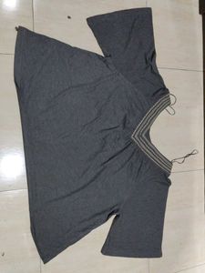 Gray Embroidered Top