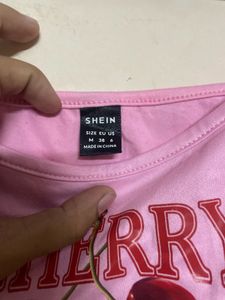 Pink Cherry Graphic Crop Top