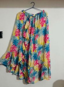 Boho Floral Print Asymmetrical Skirt