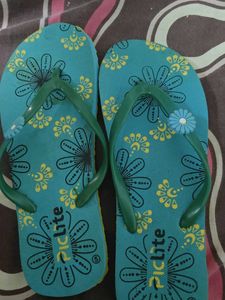 Cute Teal Flip Flops with Floral Print