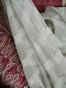 132.Elegant White Dupatta with Lace Trim