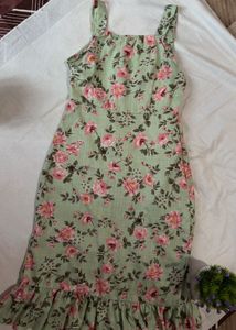 Floral Print Ruffle Midi Dress