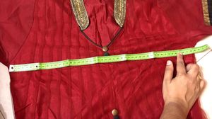 Red Anarkali Kurta Set with Embroidered Jacket