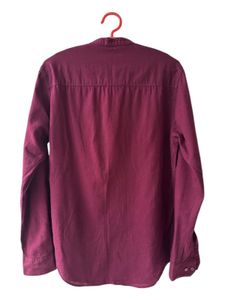 Men's Maroon Mandarin Collar Shirt