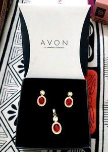Red Ruby pendant &amp; Earrings set