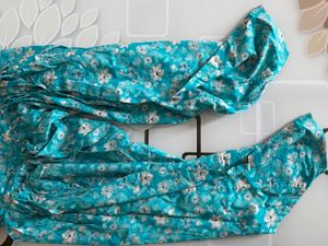 Teal Floral Kurta Set
