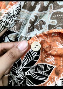 Boho Patchwork Leaf Print Button-Up Shirt