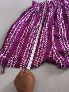 Purple Block Print Skirt pant half  cotton