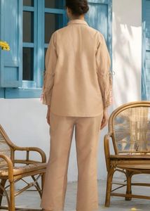 Designer Beige Kurta Set with Floral Motif
