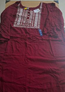 Embroidered Maroon Kurti