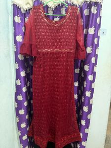 Elegant Maroon Kurta Set with Sequins