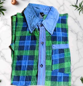 Green & Blue Plaid Shirt