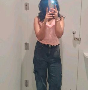 Charcoal Wide Leg Cargo Pant