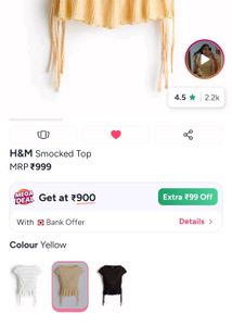 H&amp;M Cute Yellow Textured Top