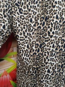 Leopard Print Button-Up Shirt