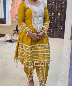 Elegant Yellow Kurta Set with Dhoti Pants