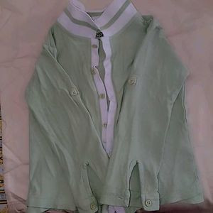 Light Green Collared Button-Up Top