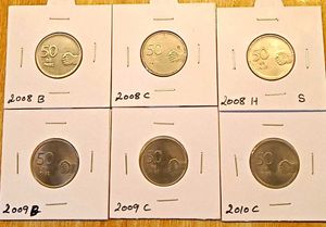 Complete Set of 50 Paise Mudra Coins (6 Pcs)