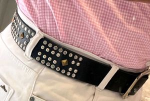 Being Human Studded Black Belt with Silver Buckle