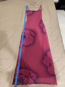 Rose Print Maxi Dress with Scarf