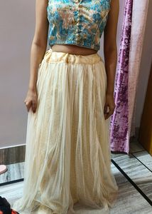 Ethnic Crop Top And Long Skirt Set