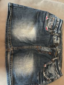 y2k jeans skirt thrifted