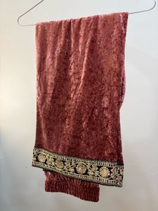 embroidered square neck velvet kurti with trouser