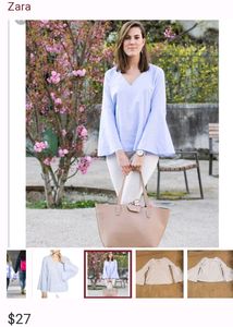 Zara Striped Bell Sleeve Top