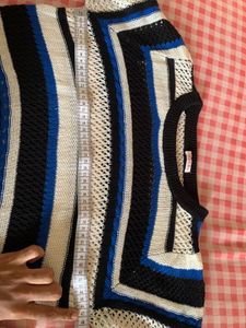Striped Crochet Knit Top