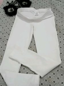 White Cotton Leggings for Girls