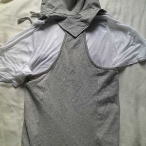 Grey Dungaree Pinafore Hood