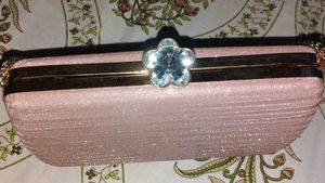 Sparkling Pink Clutch Bag with Gemstone Clasp