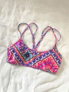 Vibrant Geometric Print Bikini Top